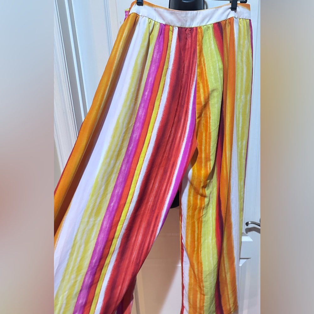 Micas Vibrant Multicolor Striped Women's Pants size L - Picture 3 of 3